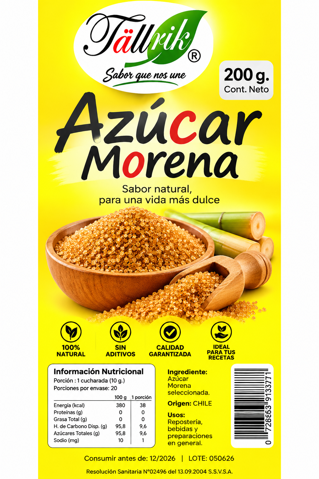 Etiqueta de Azúcar morena Tallrik